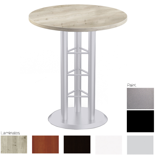 Standing Hospitality Round Table - Metallic Silver Base