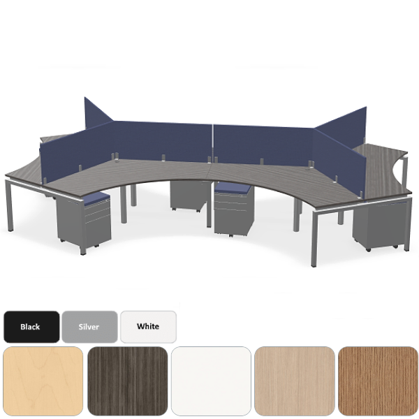 6 person team desk with shared fabric dividers
