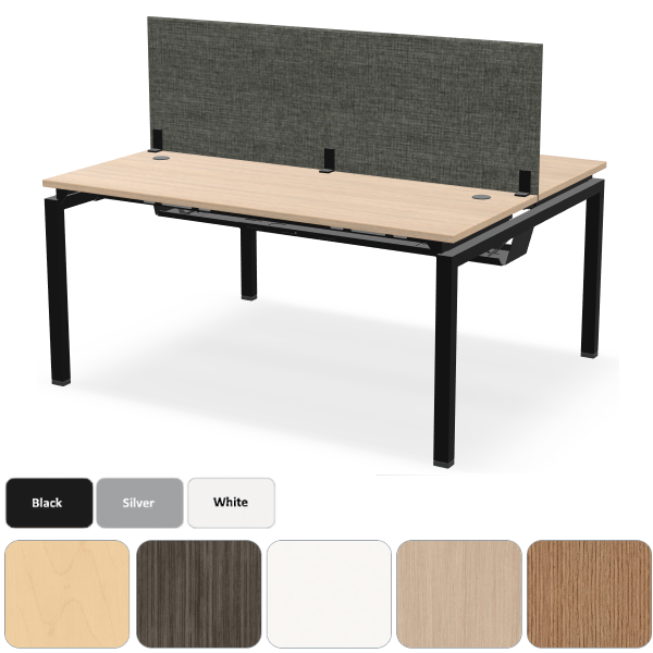 5x4 shared desk with fabric privacy screen