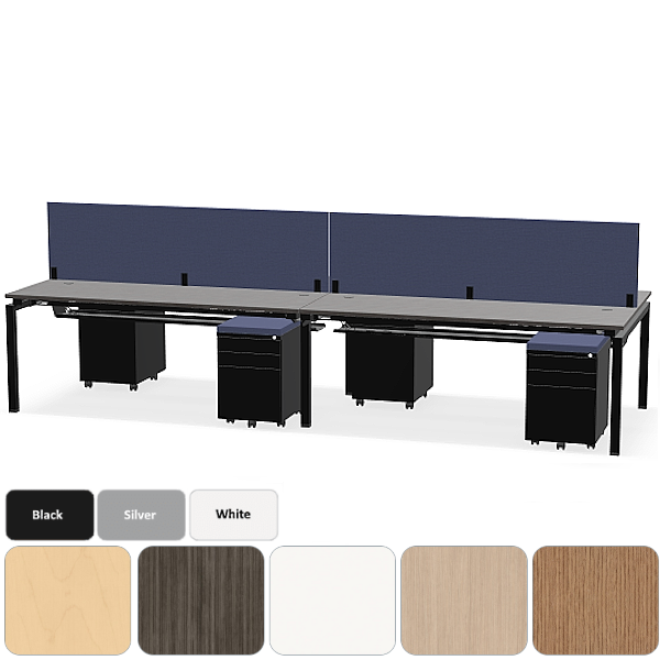 12x4 team desk with fabric dividers