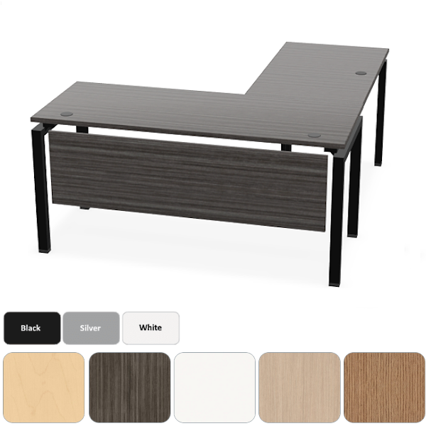 60" L-desk with laminate modesty panel