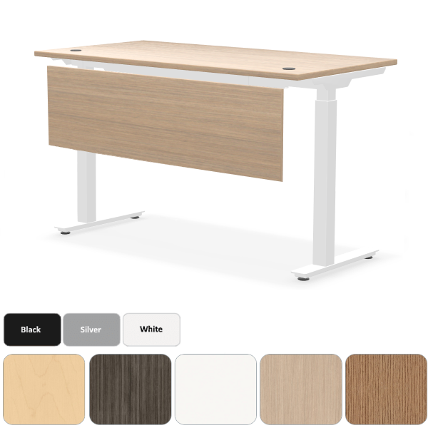 5' height adjustable designer desk with modesty