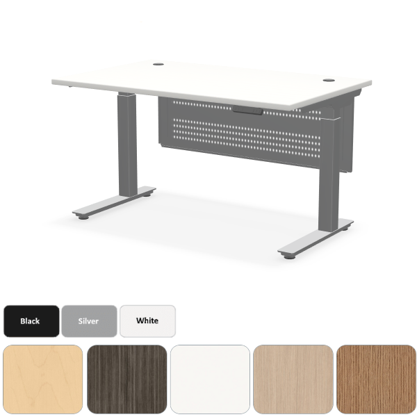 Height adjustable desk - white and silver