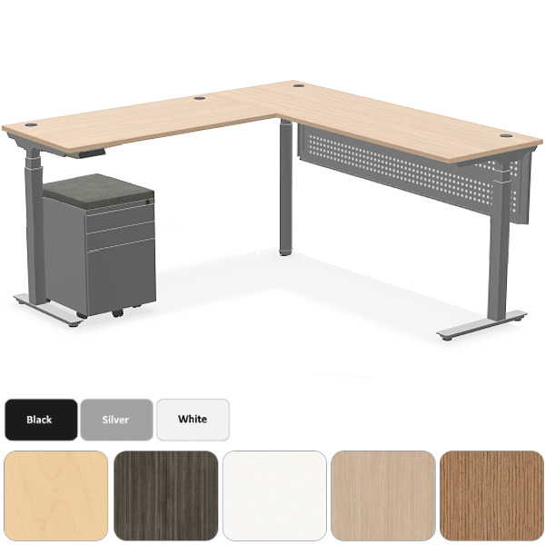 72x24 Skinny Variable Height L-Shaped Desk