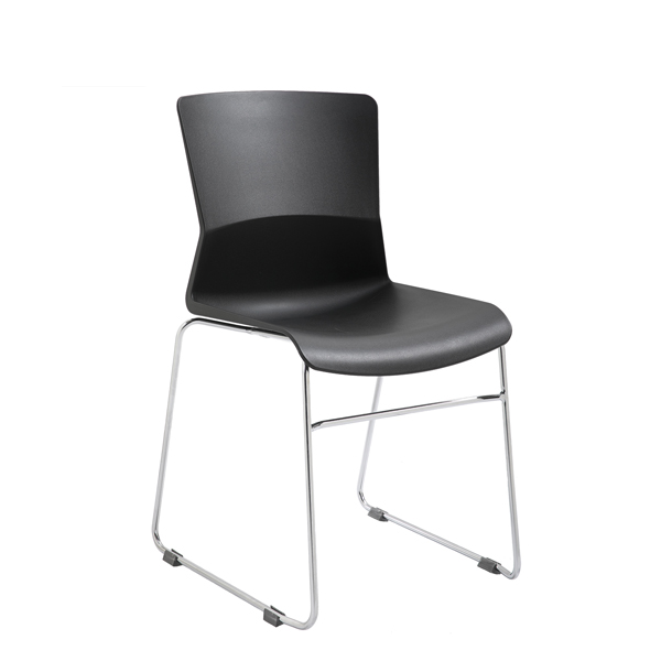 black stack chair with chrome sled base