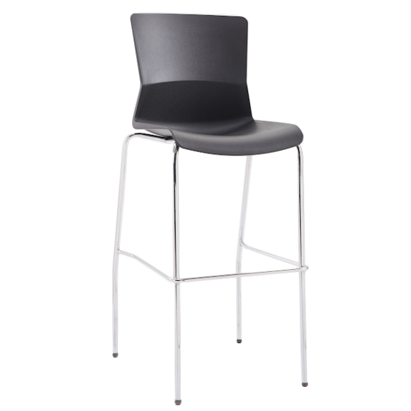 black plastic bar height stool