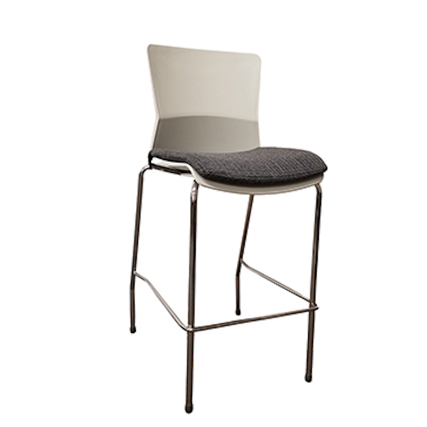 Counter height stool with gray fabric seat