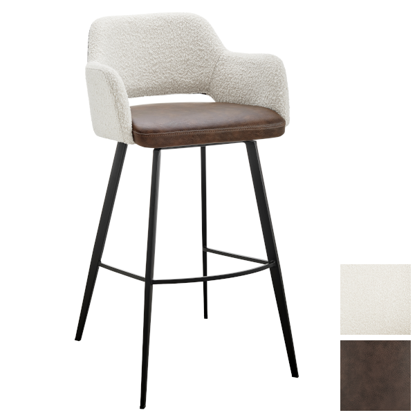 Bar Stool with Ivory Fabric