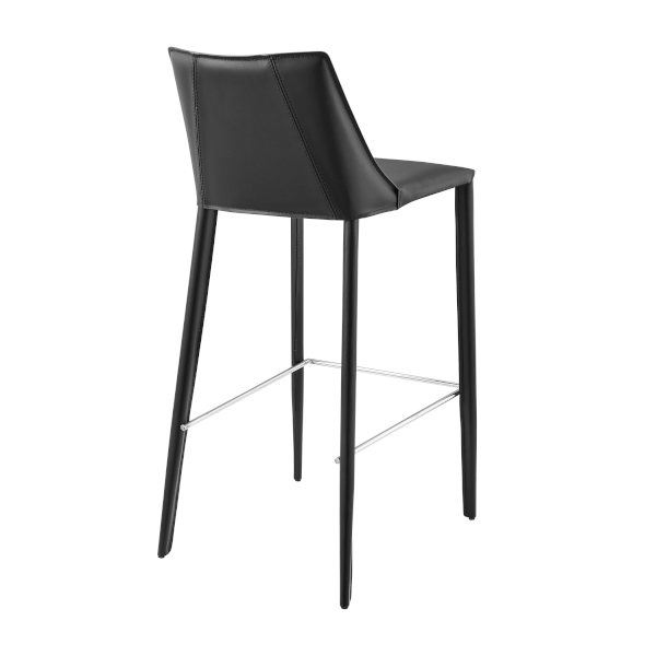 Kalle Bar Stool - Black - 30918-BLK- back Black Leather Bar Stool