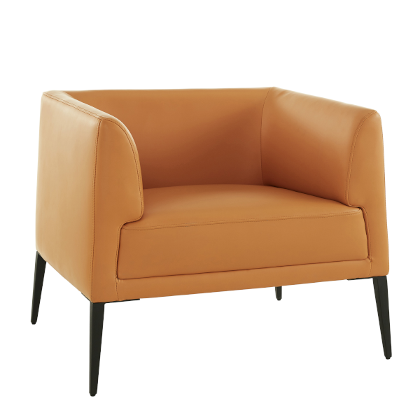 Modern Lounge Chair in Cognac Leather