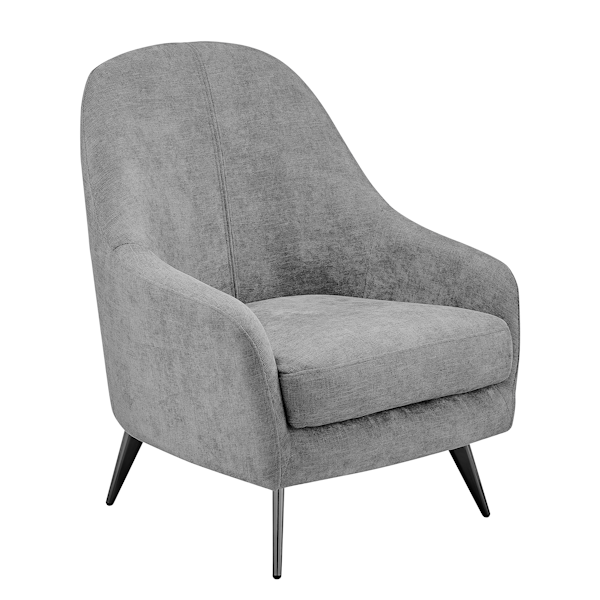 Selence Lounge Chair - Gray Fabric and Black Chrome Legs