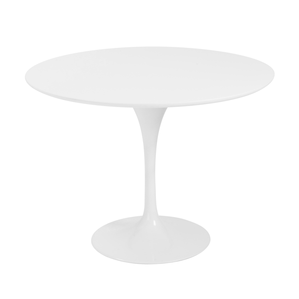 matte white round table with tulip base