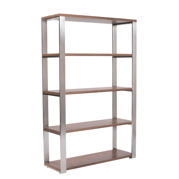 Walnut and Stainless Steel Shelving Unit