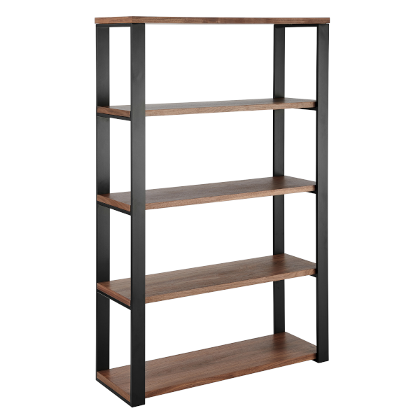Walnut and Black Bookcase or Open Shelving