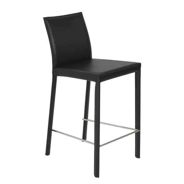 Hasina Counter Stool in Black with Polished Stainless Steel Footrest - 38626BLK