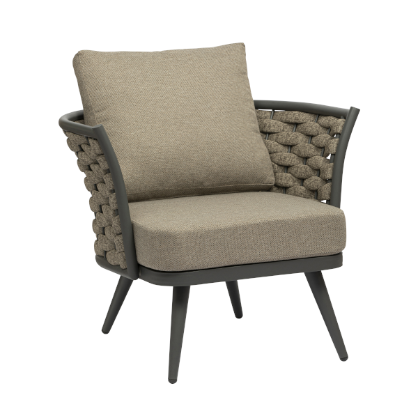 Designer Taupe Fabric Lounge Chair