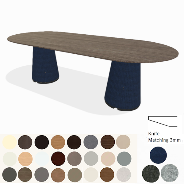 8' Knife Edge Conference Table with Acoustic Bases