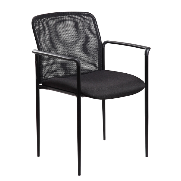 Black Mesh 4-Leg Crossway Guest Chair