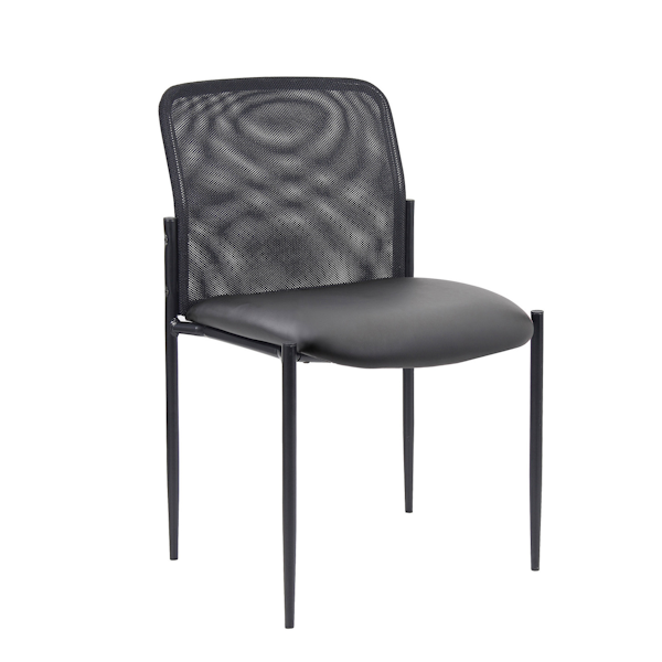 Black Vinyl and Mesh Stack Chair