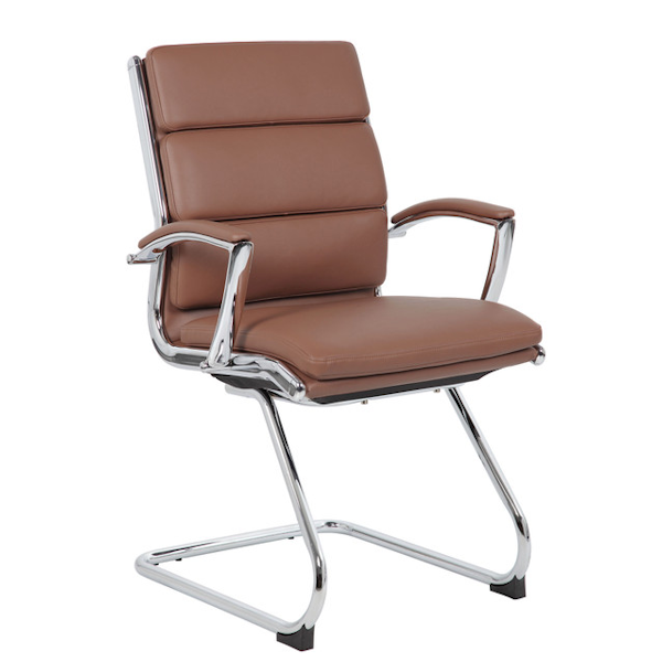 Modern Leather Guest Chair - Saddle