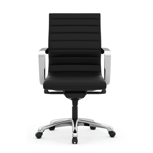 Tre Ribbed Leather Mid-Back Chair with Knee Tilt