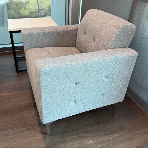 Draper Club Chair - Silver Metal Legs - Lt Gray Fabric retro club chair