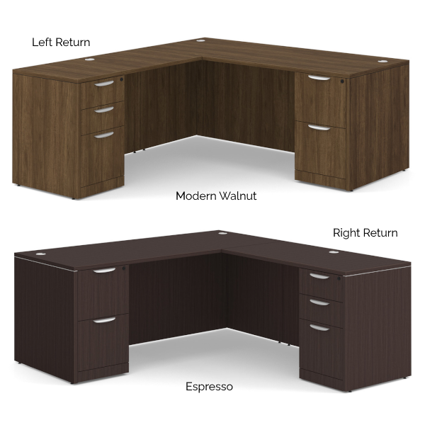 71W L-Desks - Double Pedestal - BBF FF L-Desk