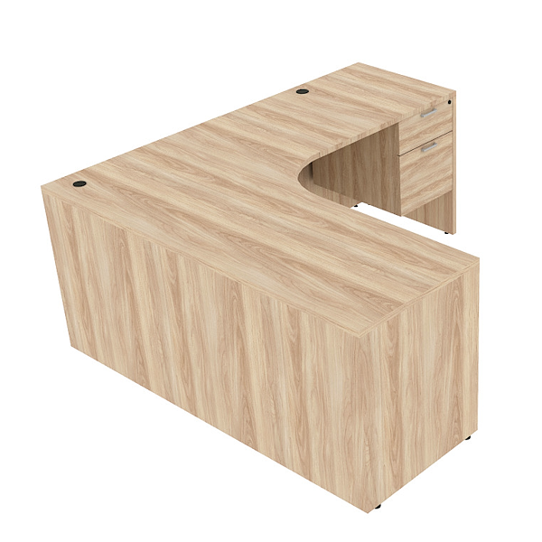 Corner L-Desk - 66W - BF - Elm - Approach single pedestal corner l-desk