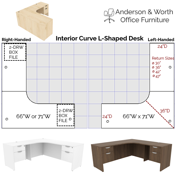 Interior Curve L-Desk - 2 BF - 2D Map 2d desk footprint