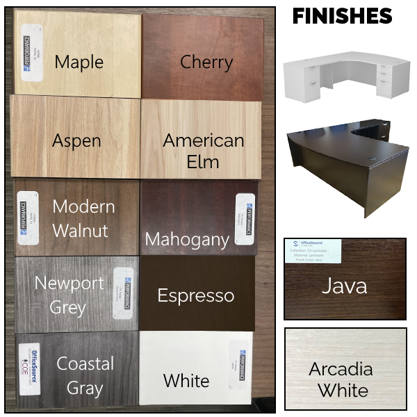 Interior Curved Desk Finishes - bbf-ff finish colors