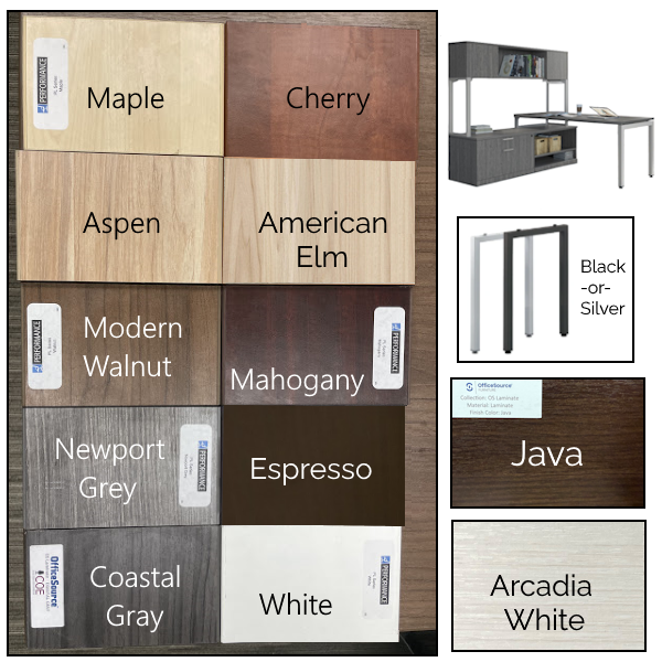 Steel Drop Down Unite Leg Desk + Post Hutch Finishes steel leg desk finishes