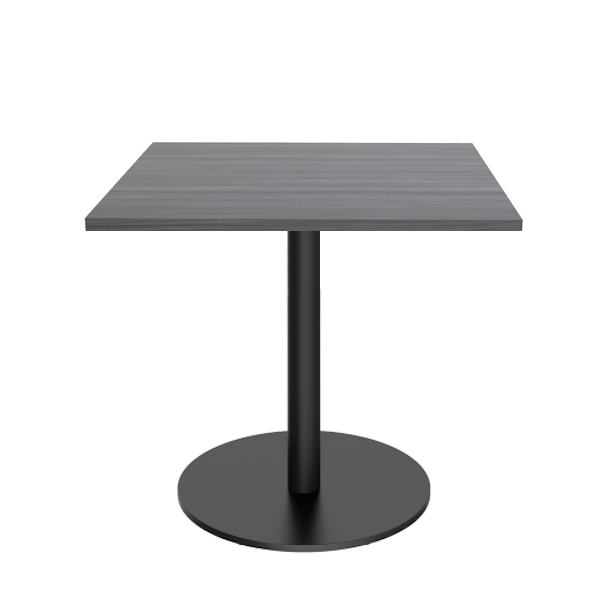 square table with black disc base