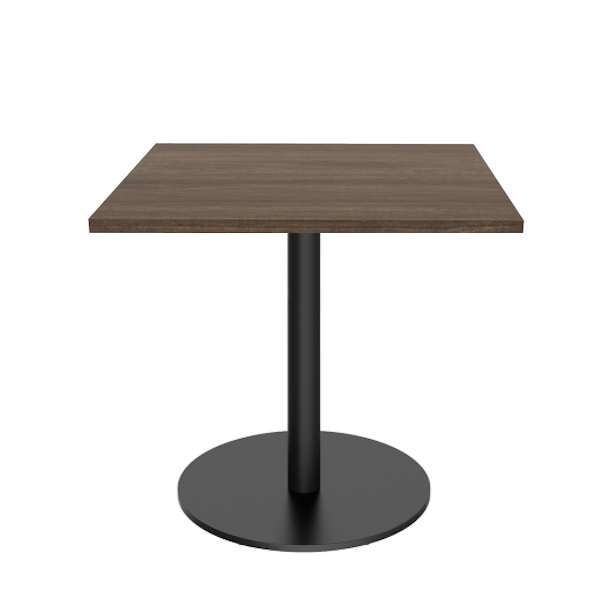 square table with black disc base