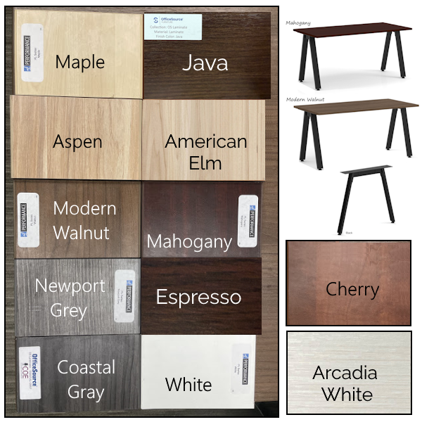 Black V-Leg Base Office Table Finishes angled leg tables