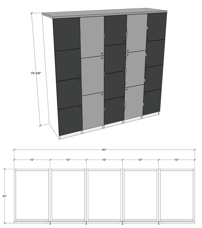 Deskmakers Catalina Lockers - TY-4189- Info 18-section storage locker