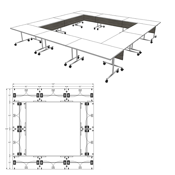 Newport Leg Mobile Training Tables - 10 Tables - T-1057D 10 training tables group