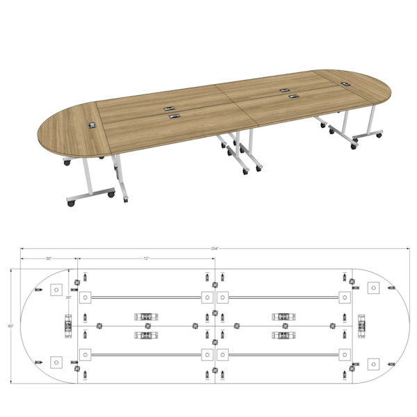 Newport Leg Mobile Training Tables - 6 Tables - TY-1052D mobile training tables