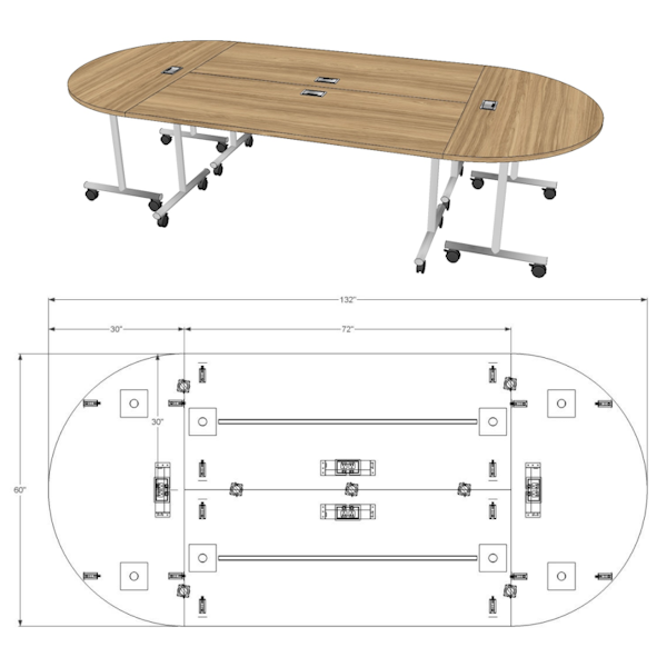 Newport Leg Mobile Training Tables - Pack of 4 - T-1055D mobile training tables