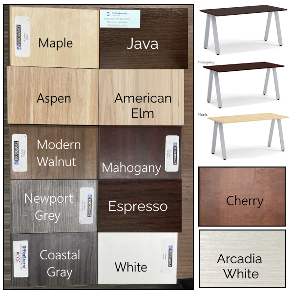 Silver V-Leg Base Office Table Finishes angled leg tables