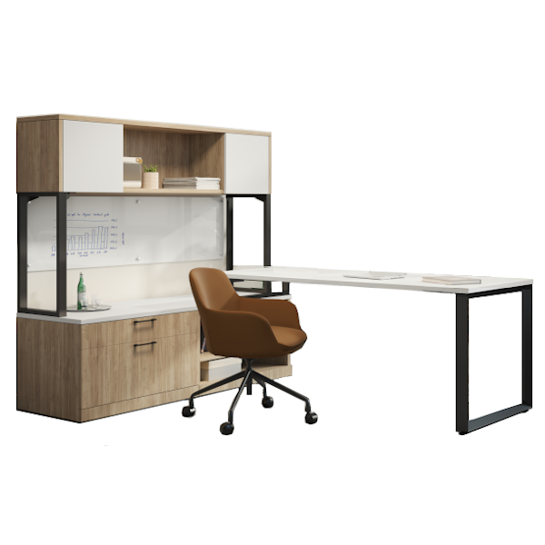 beveled O-leg desk set