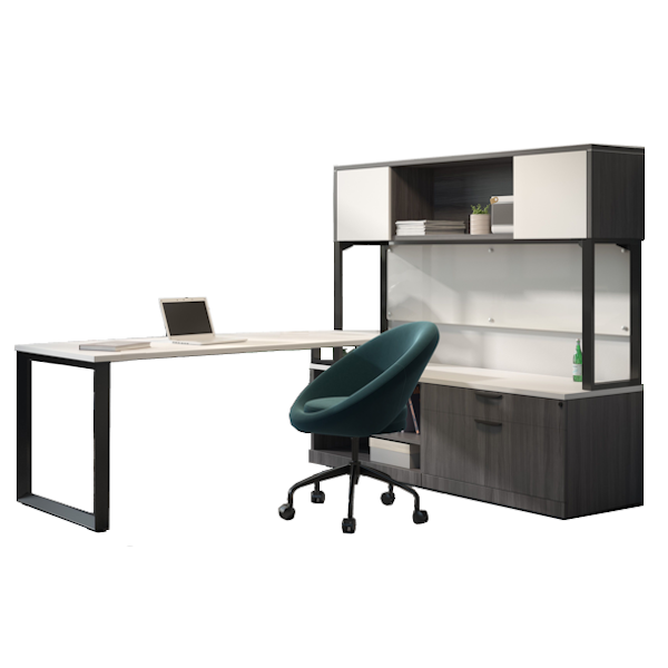 beveled O-leg desk set