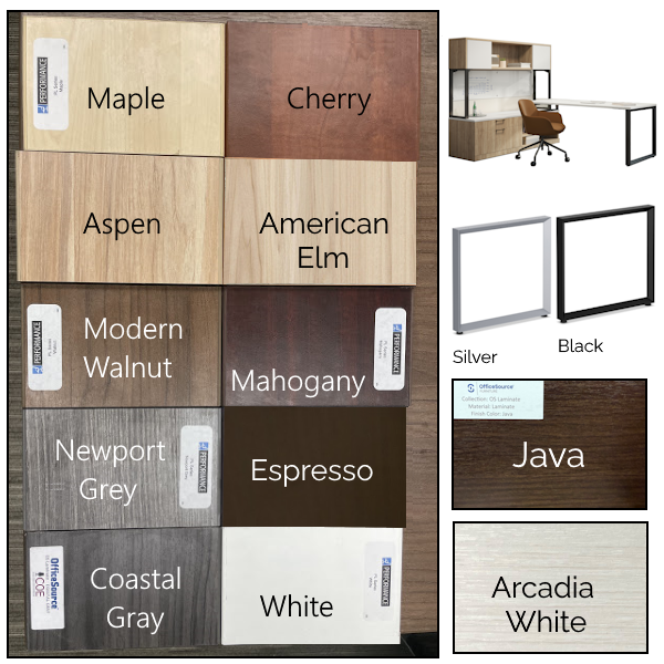 Beveled Leg L-Desks - Steel Post Door Hutches beveled O-leg desk set