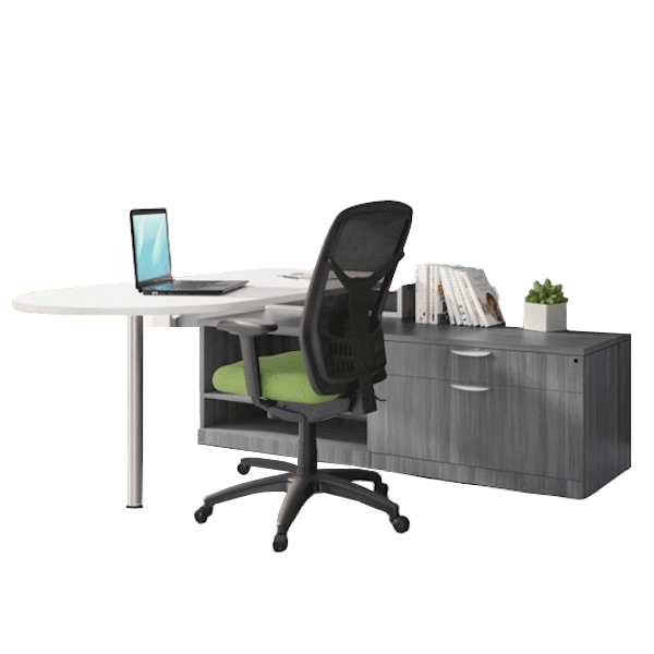 bullet desk with wall hutch