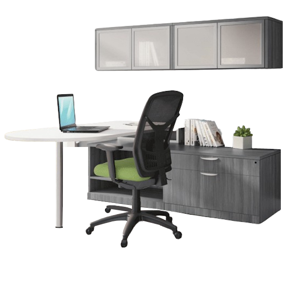 bullet desk with wall hutch