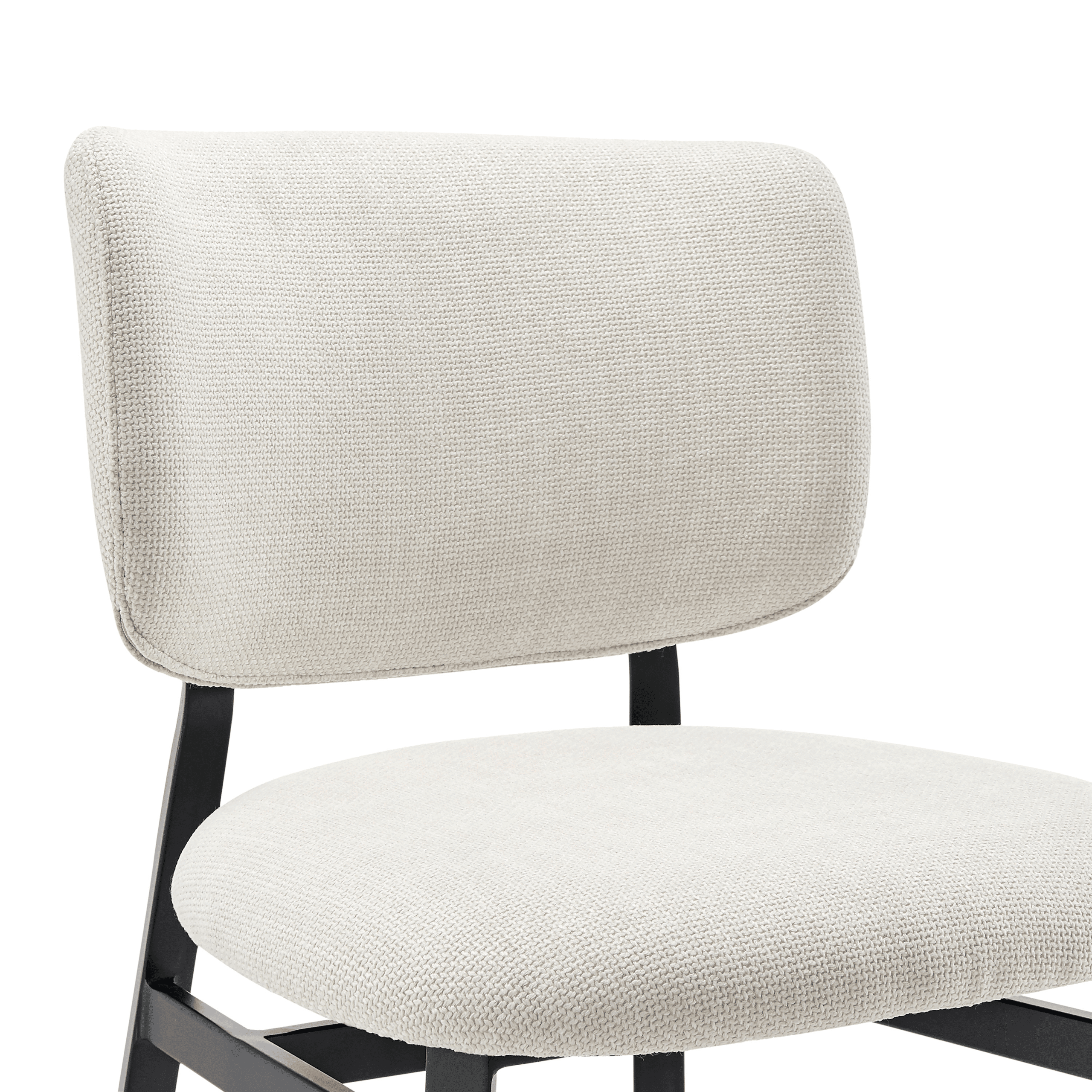 Felipe Counter Stool in Beige Fabric - Black Steel Legs - back support counter height stool