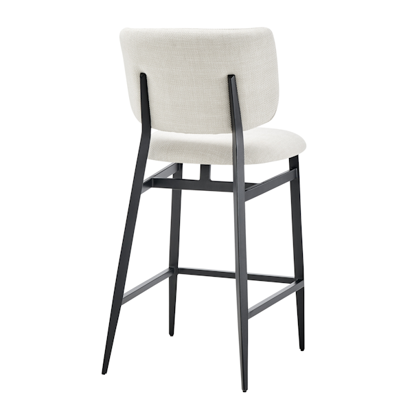 Felipe Counter Stool in Beige Fabric - Black Steel Legs - back counter height stool