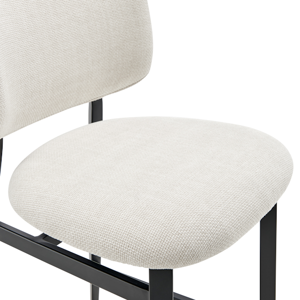 Felipe Counter Stool in Beige Fabric - Black Steel Legs - seat support counter height stool