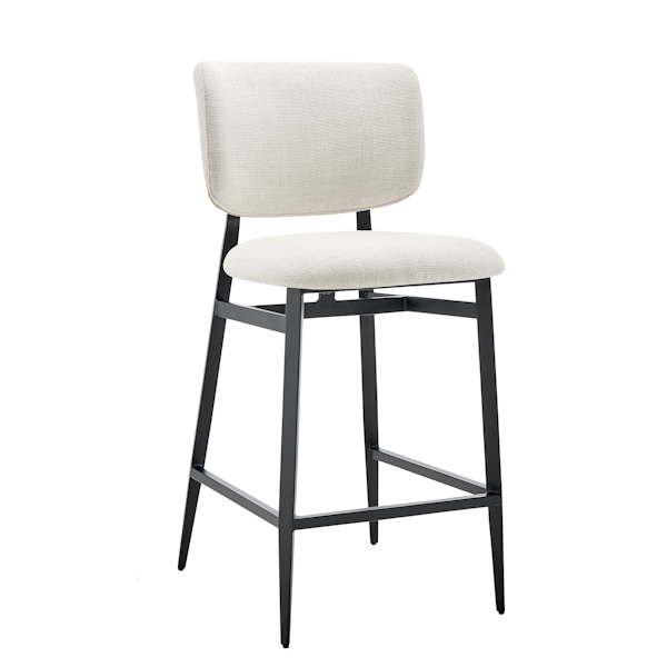 Felipe Counter Stool in Beige Fabric - Black Steel Legs Felipe Counter Stool
