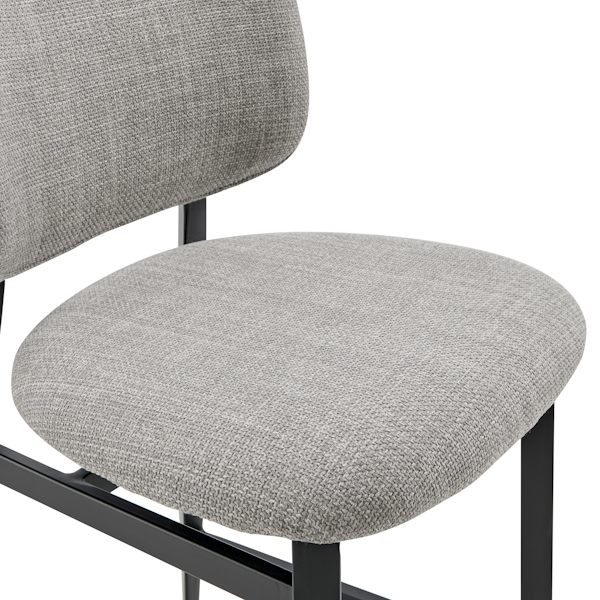 Felipe Counter Stool in Gray Fabric - Black Steel Legs - seat counter height stool