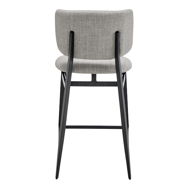 Felipe Counter Stool in Gray Fabric with Black Steel Legs - rear counter height stool